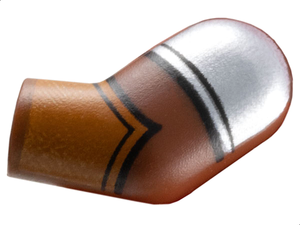Lego Arm, Left with Silver Armor and Dark Orange Gauntlet Pattern / Reddish Brown