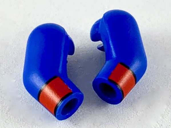 Lego Arm, (Matching Left and Right) Pair with Red Cuff Pattern / Blue
