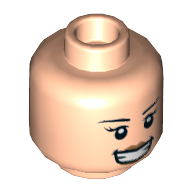Lego Minifig Head Hawkgirl, Dual Sided, Eyelashes, Smile with Teeth / Embarrassed Print [Hollow Stud] / Light Nougat