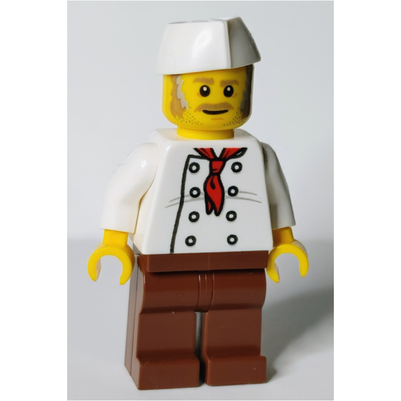 Lego Chef - White Torso, Reddish Brown Legs