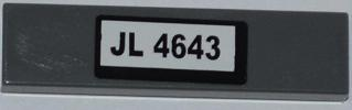 Lego Tile 1 x 4 with 'JL 4643' Pattern (Sticker) - Set 4643