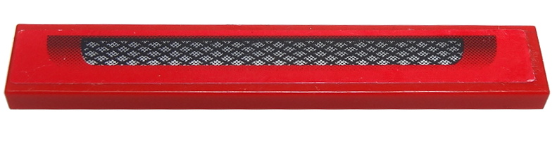 Lego Tile 1 x 6 with Black and Silver Grille on Red Background Pattern (Sticker) - Set 8185 / Red