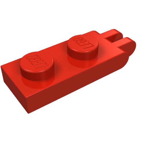 Lego Hinge Plate 1 x 2 with 2 Fingers and Solid Studs / Red