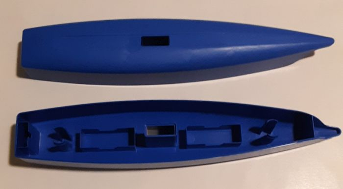 Lego Boat, Hull Unitary 36 x 7 x 5 (Catamaran Half), Base / Blue