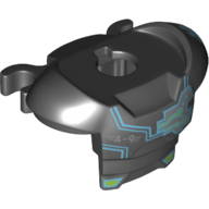 Lego Minifig Neckwear Armor Space with Shoulder Protection and 2 Clips with Dark Azure Cyborg Head, '4-9' and Silver Circuitry Pattern / Black