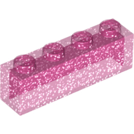 Lego Brick 1 x 4 without Bottom Tubes / Glitter Trans-Dark Pink