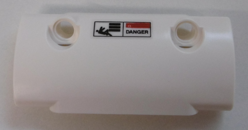 Lego Technic, Panel Curved 7 x 3 with 2 Pin Holes through Panel Surface with 'DANGER' and Person under Load Pattern (Sticker) - Set 42100 / White