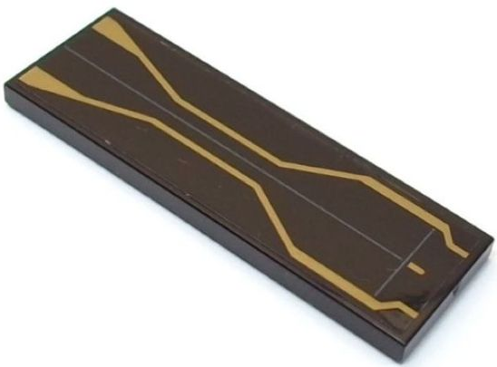 Lego Tile 2 x 6 with Gold Bent Stripes and Light Bluish Gray Lines Pattern (Sticker) - Set 76211