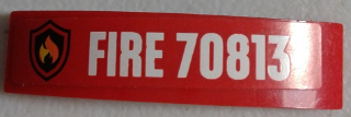 Lego Slope, Curved 4 x 1 x 2/3 Double with Fire Logo Badge and 'FIRE 70813' Pattern (Sticker) - Set 70813 / Red
