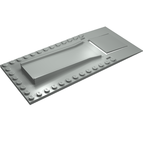 Lego Baseplate Raised 8 x 18 with Garage Floor Plate (Old style) / Light Gray