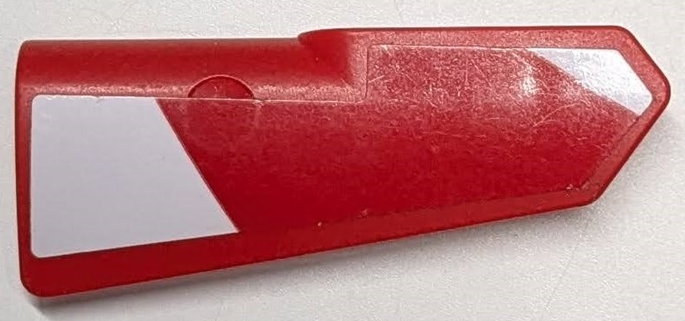 Lego Technic, Panel Fairing #21 Very Small Smooth, Side B with White and Red Stripes Pattern (Sticker) - Set 42125 / Red