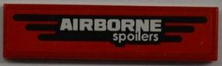 Lego Tile 1 x 4 with 'AIRBORNE' and 'spoilers' Pattern (Sticker) - Set 8186 / Red