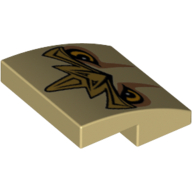 Lego Brick Curved 2 x 2 x 2/3 with Lion Legend Beast Eyes and Crest Print / Tan