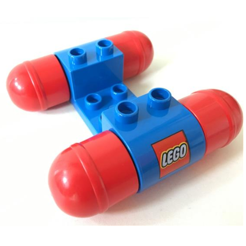Lego Duplo Car Base with Red Wheels and Lego Logo Print / Blue