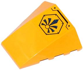 Lego Wedge 4 x 4 Triple Curved No Studs with Black Chima Logo in Hexagon, Black Line and 2 Rivets Pattern (Sticker) - Set 70002