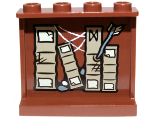 Lego Panel 1 x 4 x 3 with Side Supports - Hollow Studs with Books, Cobweb, Stones and Arrow Right Pattern on Inside (Sticker) - Set 9473