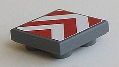 Lego Tile, Modified 2 x 2 Inverted with Chevron Stripes Red and White Pattern (Sticker) - Set 60098