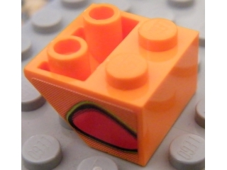 Lego Slope, Inverted 45 2 x 2 with Flat Bottom Pin with Red Flame Bubble Pattern Model Left Side (Sticker) - Set 8484