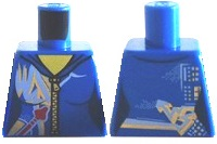 Lego Torso Female Jumpsuit with Zipper, White and Gold Markings and Classic Space Logo Pattern / Blue