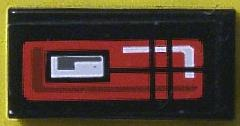 Lego Tile 1 x 2 with Red and White Taillight Pattern Model Right Side (Sticker) - Set 8286