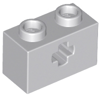 Lego Technic, Brick 1 x 2 with Axle Hole / Light Bluish Gray