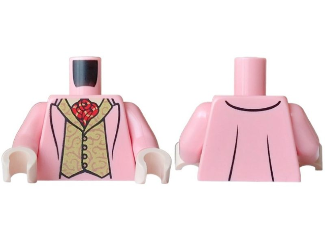 Lego Torso Suit Jacket, Gold Vest with Copper Filigree, Red Ascot Pattern / Warm Pink Arms / Light Nougat Hands