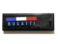 Lego Tile 1 x 3 with Blue, White and Red French Flag and Dark Azure 'BUGATTI' Pattern Model Left Side (Sticker) - Set 42162