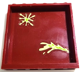 Lego Panel 1 x 6 x 5 with 2 Yellowish Green and Lime Slime Splatters Pattern (Stickers) - Set 70424 / Dark Red
