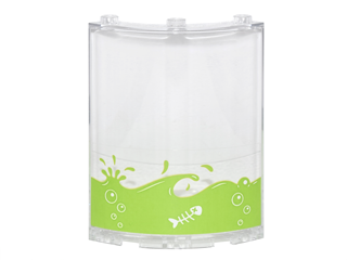 Lego Cylinder Quarter 4 x 4 x 6 with Lime Liquid with Splashes and Bubbles and Fish Skeleton Facing Right Pattern (Sticker) - Set 76035