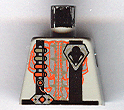 Lego Torso Space UFO Black Stripes and 4 Pips Pattern / Light Gray