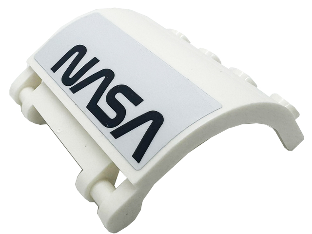 Lego Panel 3 x 4 x 3 Curved with Double Clip Hinge with Black 'NASA' Pattern Model Left Side (Sticker) - Set 41713