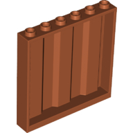 Lego Panel 1 x 6 x 5 [Vertical Corrugated] / Dark Orange