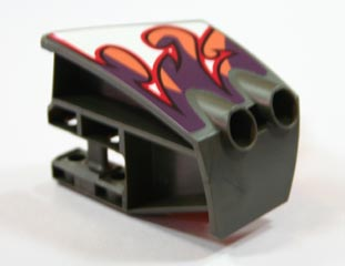 Lego Technic, Panel RC Car Mudguard Front, Left with Flame Pattern (Sticker) - Set 8676