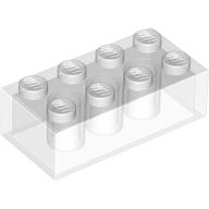 Lego Brick 2 x 4 without Cross Supports [Modern] / Trans-Clear