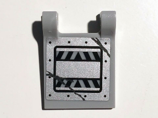 Lego Flag 2 x 2 Square with Flat Edge with Black and Light Bluish Gray Danger Stripes and Scratches Pattern Model Right Side (Sticker) - Set 70726