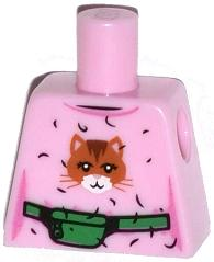 Lego Torso Female Top with Cat Head, Hair and Green Money Belt Pattern