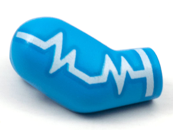 Lego Arm, Right with White Zigzag Pattern / Dark Azure