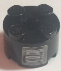 Lego Brick, Round 2 x 2 with Axle Hole with Barcode and Binary Pattern (Sticker) - Set 7702