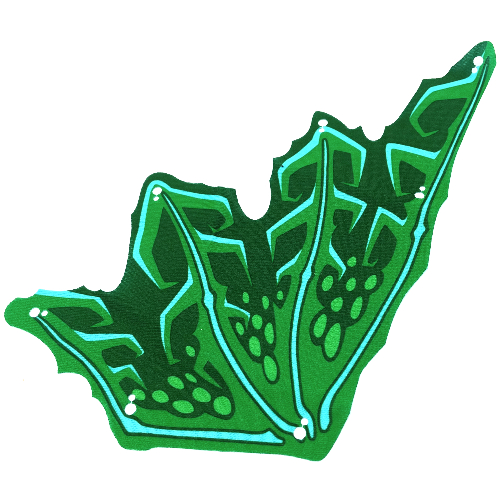 Lego Wing, Right, Dragon, Azure Bones, Green/Dark Green Webbing / [No Color/Any Color]