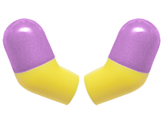 Lego Arm, (Matching Left and Right) Pair with Molded Medium Lavender Short Sleeves  Pattern / Yellow
