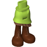 Lego Minidoll Hips and Asymmetrical Layered Skirt with Copper Ruffle, Long Reddish Brown Boots with Copper Print / Lime