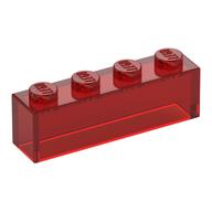 Lego Brick 1 x 4 without Bottom Tubes / Trans-Red