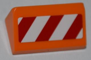 Lego Slope 30 1 x 2 x 2/3 with Red and White Danger Stripes Pattern Model Left Side (Sticker) - Set 4434