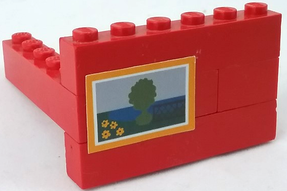 Lego Stickered Assembly 6 x 6 x 3 with Fence, Flowers, and Tree Painting Pattern (Sticker) - Set 6370