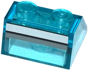 Lego Slope 45 2 x 2 with Dark Bluish Gray, Black, and Silver Stripes Pattern on End (Sticker) - Set 76038
