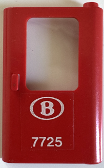 Lego Door 1 x 4 x 5 Train Right, Thin Support at Bottom with White Belgian Train Logo and '7725' Pattern (Sticker) - Set 7725