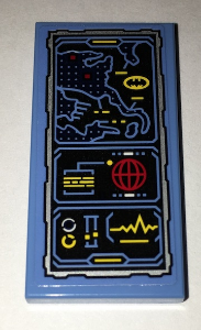 Lego Tile 2 x 4 with Batcomputer Map and GPS Pattern (Sticker) - Set 70909