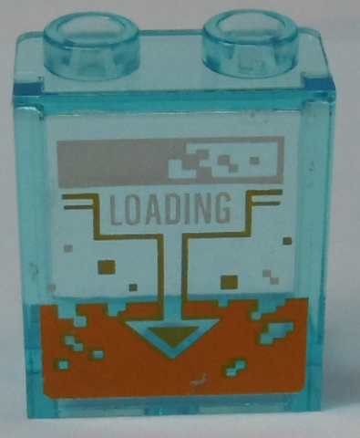 Lego Panel 1 x 2 x 2 with Side Supports - Hollow Studs with 'LOADING' and Arrow Pattern (Sticker) - Set 70317 / Trans-Light Blue