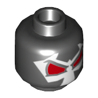Lego Minifig Head Bane, Dual Sided Wrestler Mask with Large Red Eyes / Lime Hose Print [Hollow Stud] / Black