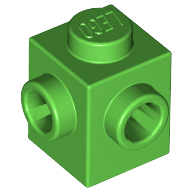 Lego Brick Special 1 x 1 with Studs on 2 Adjacent Sides / Bright Green